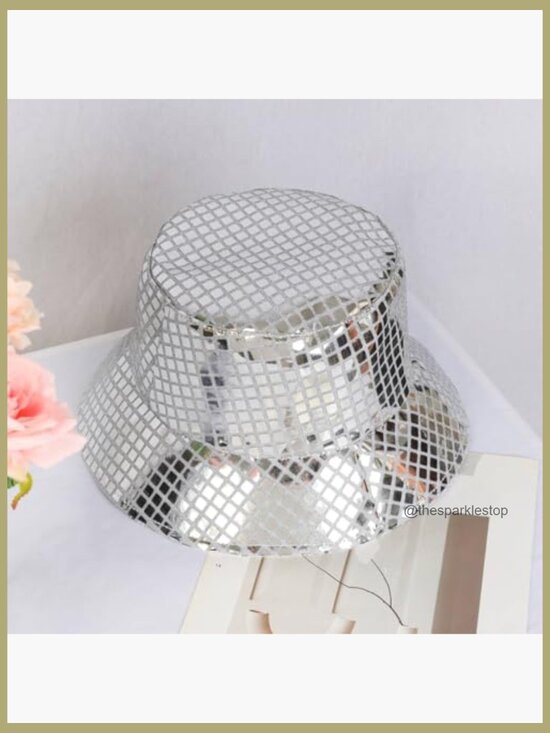 Metallic Bucket Hat Waterproof Holographic Fishing Hat Sun Cap